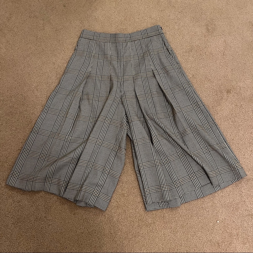 Maje Women’s Gray Plaid Loose Fit Wide Leg Trousers Size 40